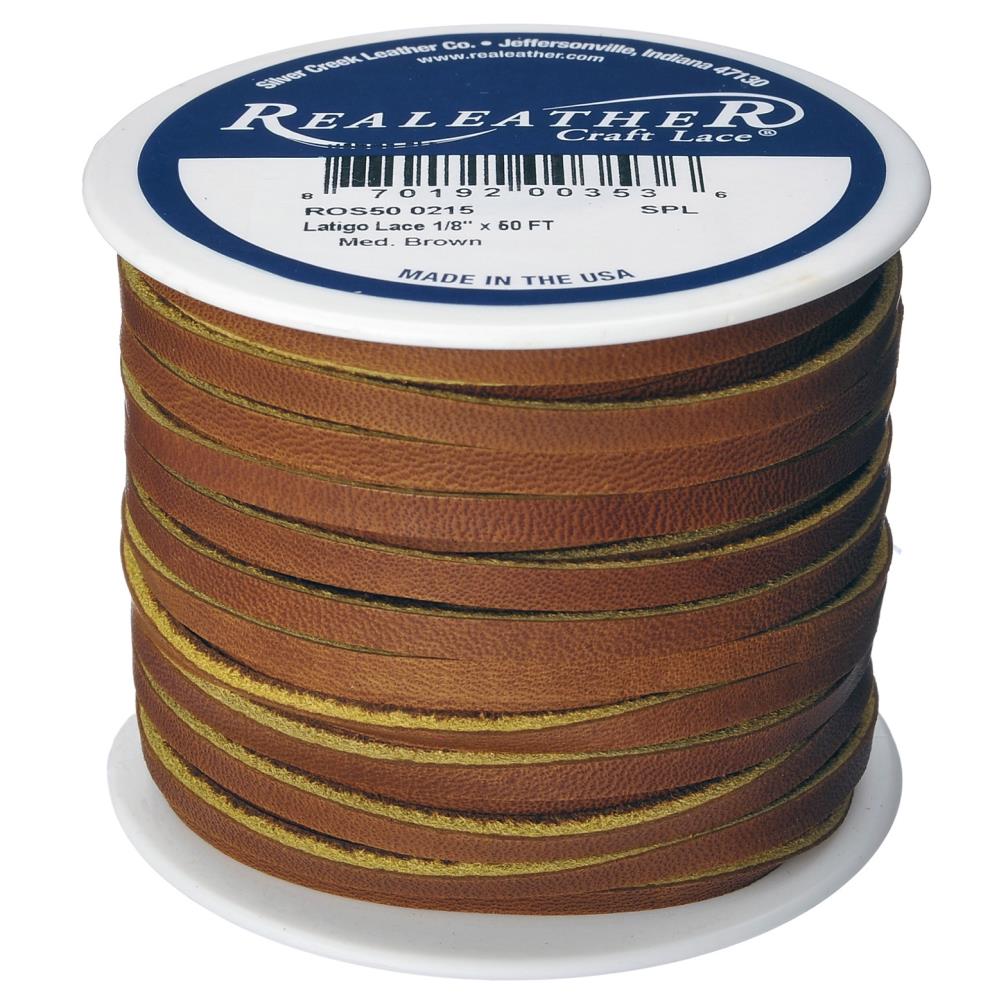 MOLLIES New Zealand / REALEATHER Latigo Leather Lacing 3mm Per Meter Medium Brown