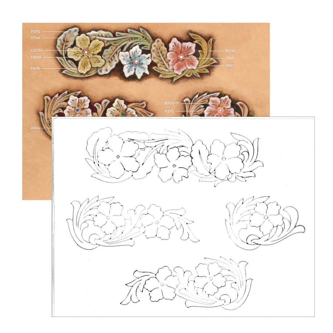 MOLLIES New Zealand / MAKERAID Embossed Pattern Floral Corners & Borders #3