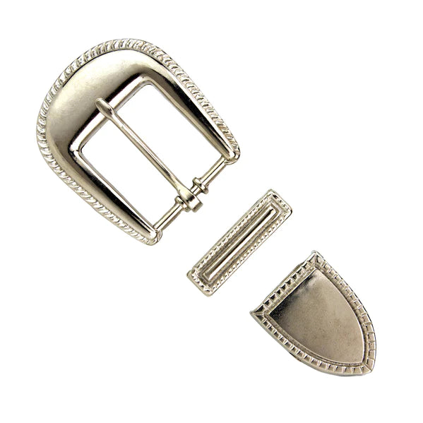 MOLLIES New Zealand / IVAN Rope Edge Plain Buckle Set Nickel Plate 25mm (1") 3PK