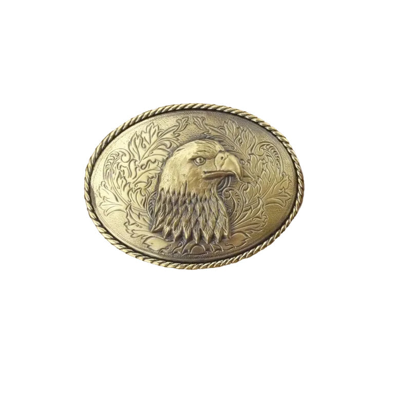 MOLLIES New Zealand / IVAN Crystal Eagle Head Trophy Buckle Antique Brass 38mm (1-1 2")