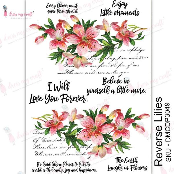 MOLLIES New Zealand / DRESS MY CRAFT Water Transfer Reverse Lilies