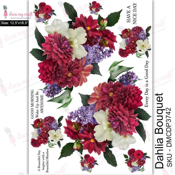 MOLLIES New Zealand / DRESS MY CRAFT Water Transfer A3 Dahlia Bouquet