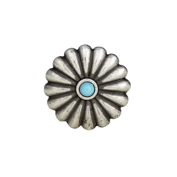 MOLLIES New Zealand / IVAN Turquoise Concho Extra Large Round Antique Silver 32mm (1-1 4")