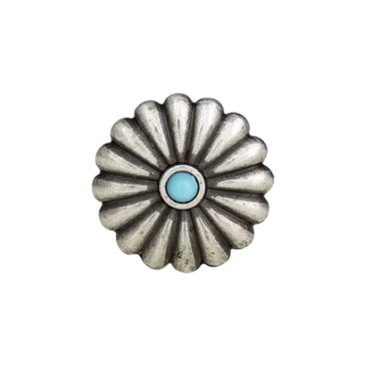 MOLLIES New Zealand / IVAN Turquoise Concho Extra Large Round Antique Silver 32mm (1-1 4")