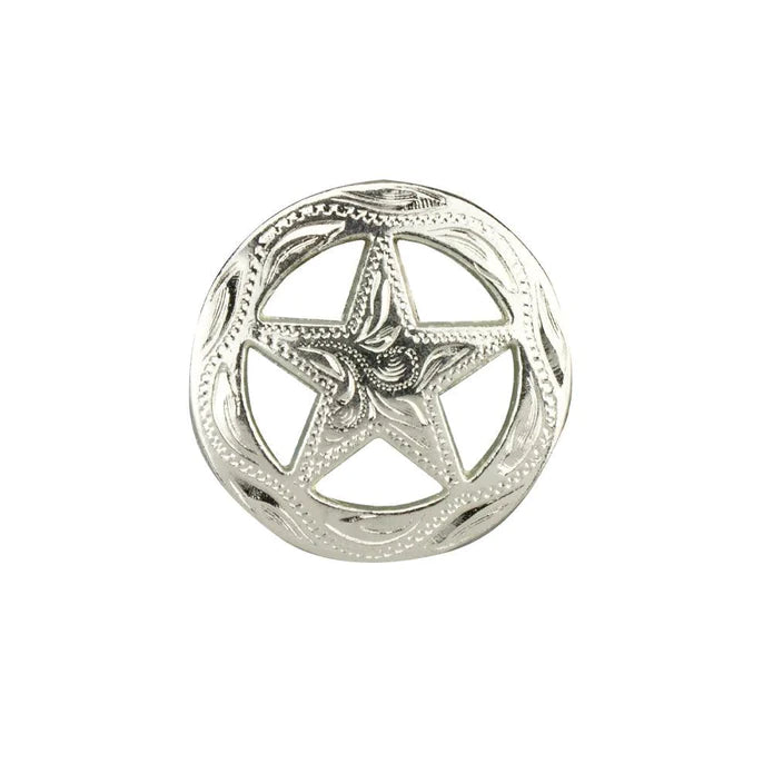 MOLLIES New Zealand / IVAN Engraved Ranger Star Concho Silver Plated 32mm (1-1 4")