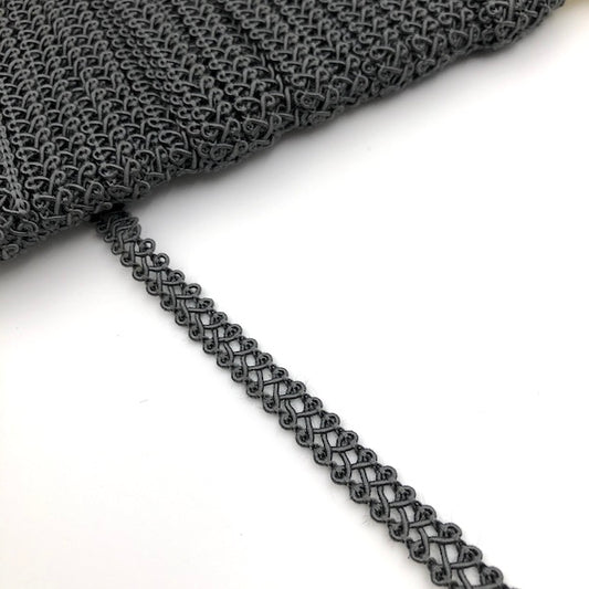 MOLLIES New Zealand / GIMP BRAID Lattice 8mm Dark Grey Per meter