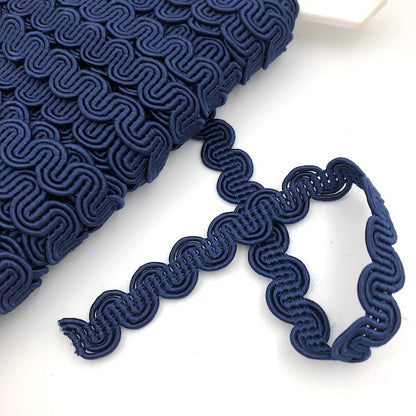 MOLLIES New Zealand / GIMP BRAID Curved 13mm Navy Per meter