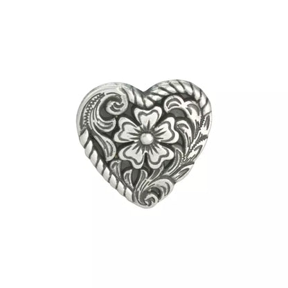 MOLLIES New Zealand / IVAN 3D Floral Concho Heart Antique Silver 26mm (1")