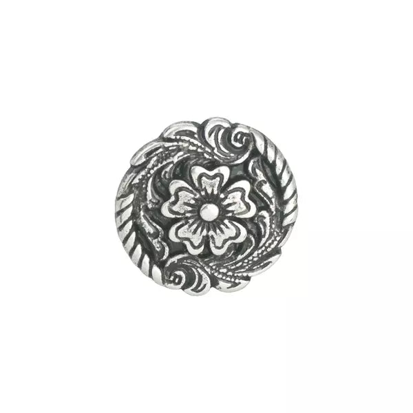 MOLLIES New Zealand / IVAN 3D Floral Concho Round Antique Silver 26mm (1")