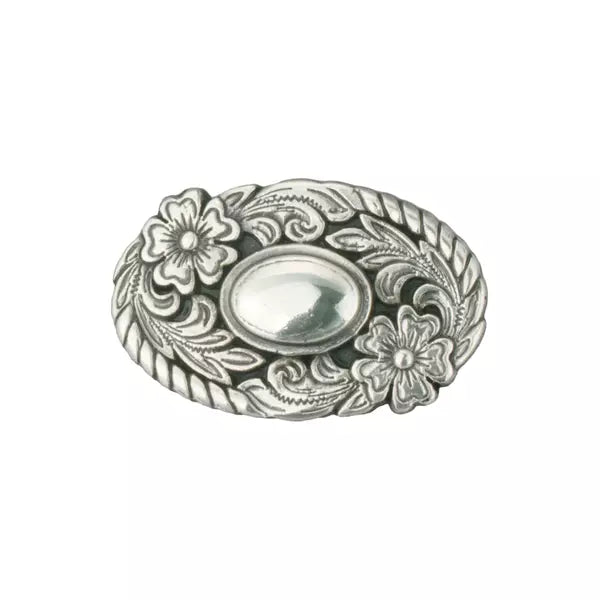 MOLLIES New Zealand / IVAN 3D Floral Concho Oval Antique Silver 36mm (1-3 8")